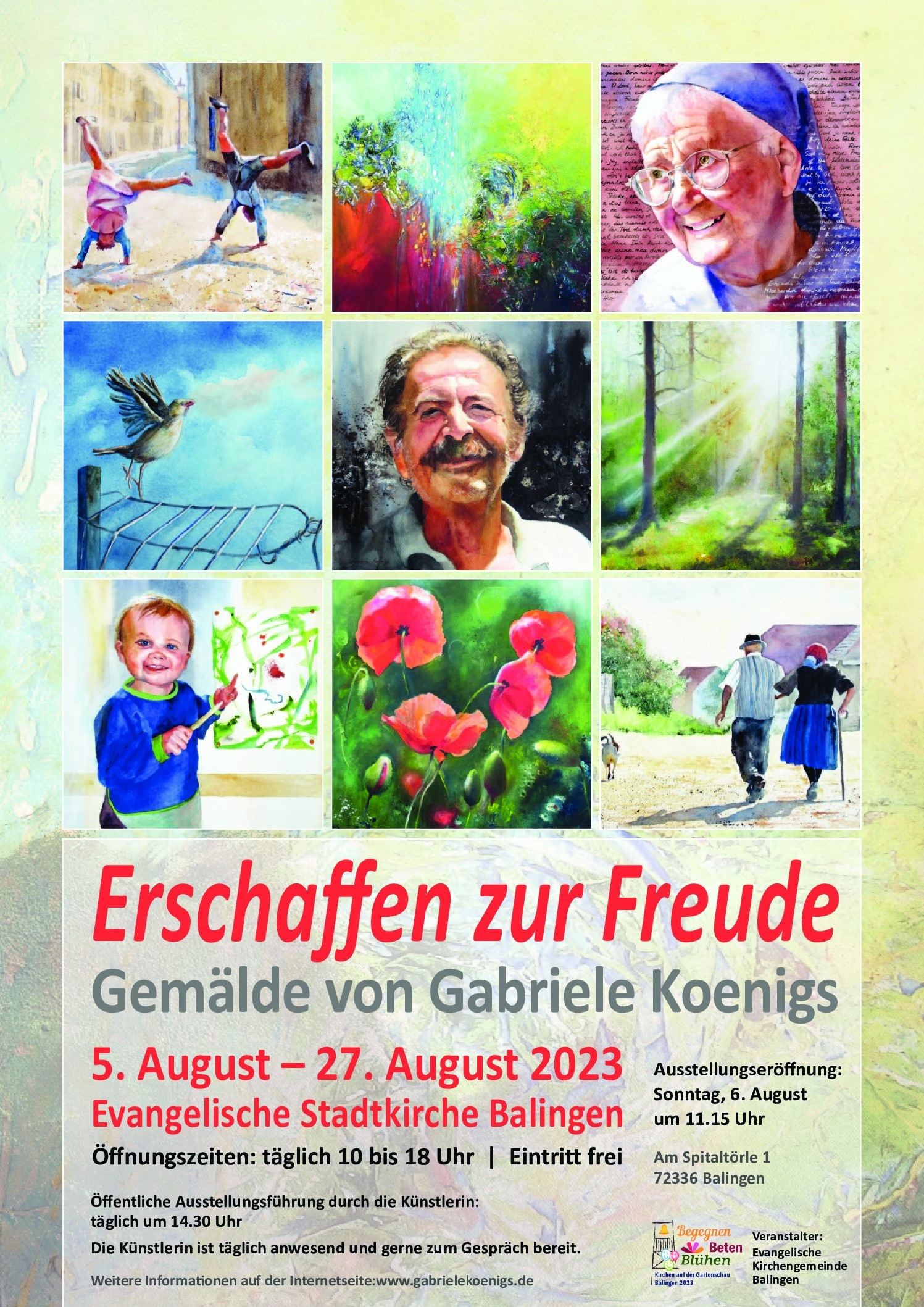Ausstellung in der Stadtkirche: "Erschaffen zur Freude" Gemälde von Gabriele Koenigs